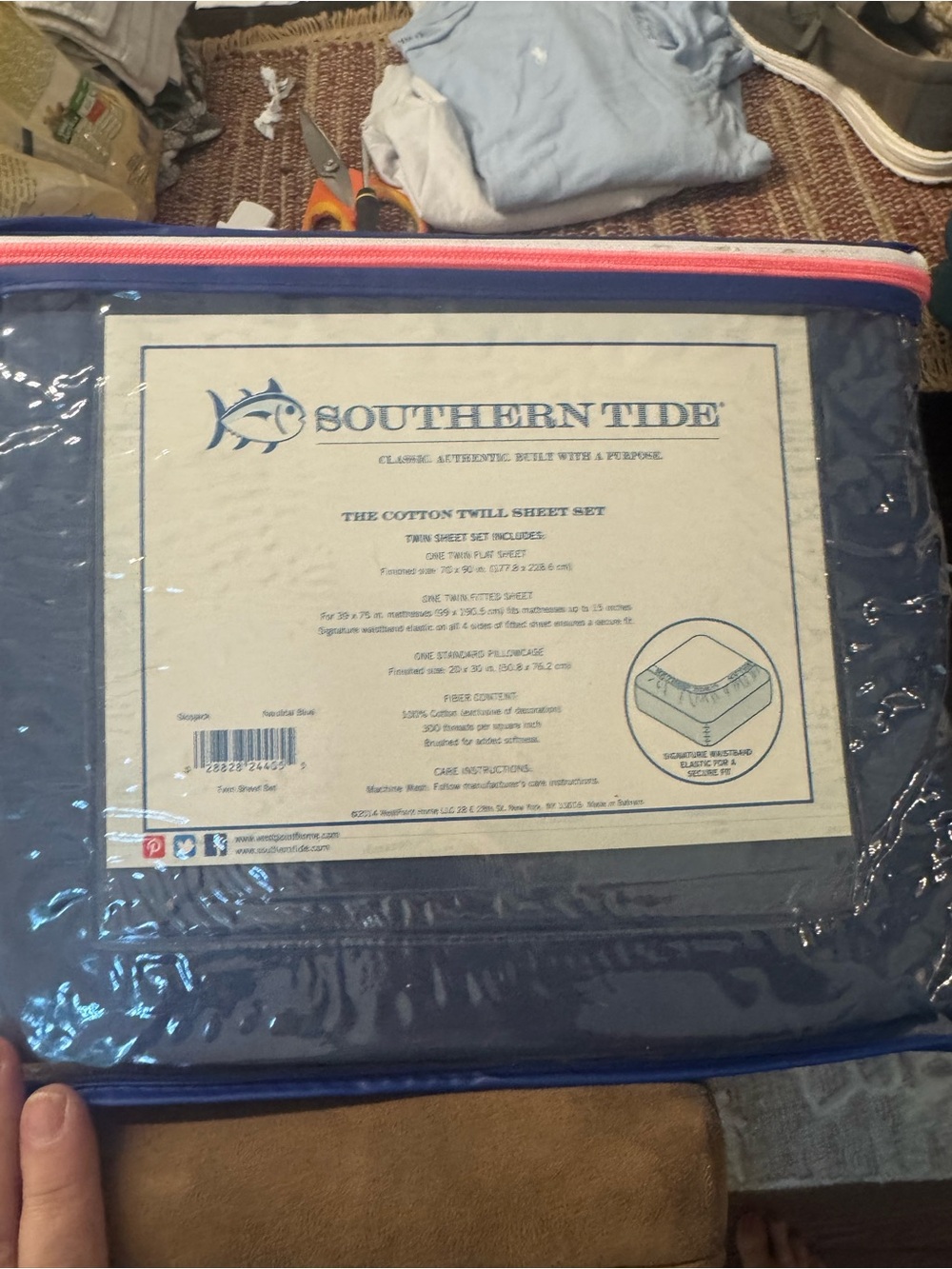 Southern Tide Navy Cotton Twill Sheet Set - Deep Navy
